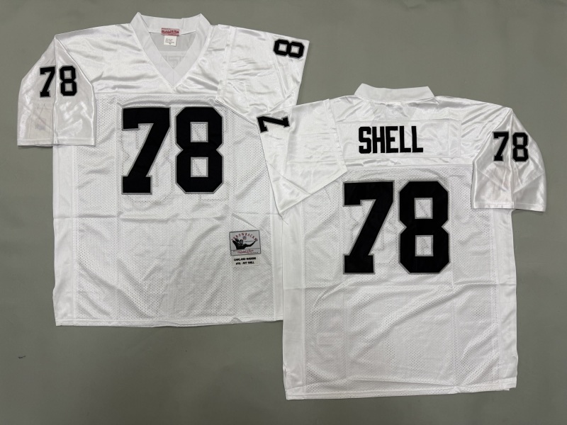 Men 2025 Nike Oakland Raiders #78 Shell white Throwback Limited NFL Jersey style 001